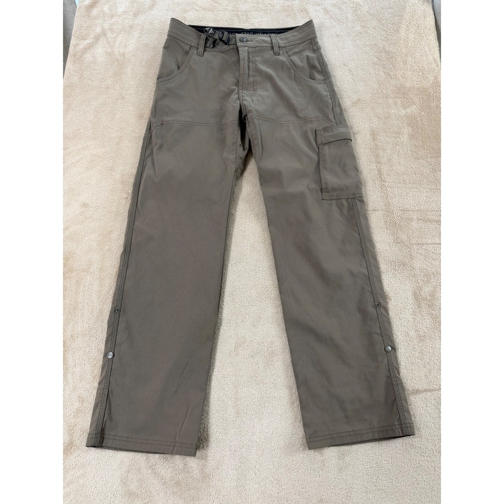 Prana Zion Stretch Hiking Pants Men's Size 28 Beige Relaxed Leg Belted EUC